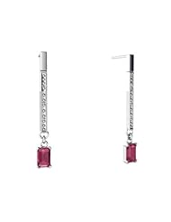 Genuine Pink Tourmaline 14kt White Gold Dangle Drop Earrings
