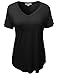 Plus4u Women's Super Soft Stretchy Jersey Solid Vneck Short Sleeve PlusSize Tops