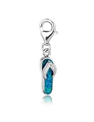 Sterling Silver & Enamel clip-on flip-flop charm
