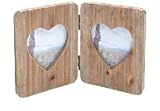 DOUBLE HINGED WOODEN HEART PHOTO FRAME BY COUNTRYSIDE INTERIORS
