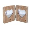 DOUBLE HINGED WOODEN HEART PHOTO FRAME BY COUNTRYSIDE INTERIORS