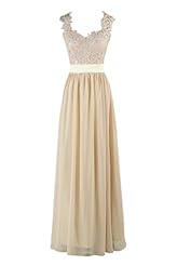 V-neck Chiffon/Satin Applique Lace Evening Dress/Bridesmaid Dress  With a Sash 