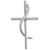 Sterling Silver Jeweled Methodist Cross Pendant, w/ Cubic Zirconia stones, 1 5/8 (41mm)