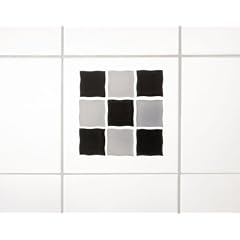 Wenko 18472100 3D-Fliesendekor Mosaik Black - 6er Set, selbstklebend, r�ckstandslos abl�sbar, je 10 x 10 cm, schwarz-silber