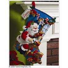 Bucilla 18-Inch Christmas Stocking Felt Applique Kit, The Workshop Bucilla 18-Inch Christmas Stocking Felt Applique Kit, The Workshop