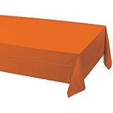 Creative Converting Touch of Color Plastic Lined Table Cover, 54 by 108-Inch, Sunkissed Orange
