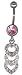 Heart Belly Ring-Pink .925 Sterling Silver Heart Link Belly Button Ring-14 gauge 3/8-Navel Ring Body Jewelry