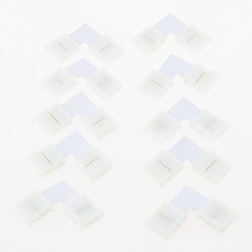 RGBSIGHT L Shape 10mm RGBW LED Strip connector No Welding Solderless Corner Adapter 5 Conductor Connector for 10 mm Wide RGBW RGBWW LED Strip (10-pack)