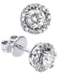 0.40 Carat (ctw) 14K White Gold Round White Diamond Halo Studs Earrings