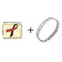 Black And Red Ribbon Awareness Italian Charm