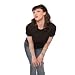 Ladies Black Tattoo Sleeve Shirt Black Tee with Sheer Koi Tattoo Sleeves