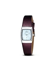 Skagen Womens 684XSSLDBD Skagen Denmark White Mother-Of-Pearl Square Leather Wo Watch