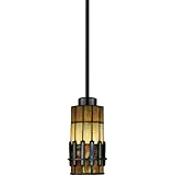Quoizel TF489P01VB Autumn Ridge Rod Hung Mini Pendant with 52 Pieces of Tiffany Glass, Vintage Bronze
