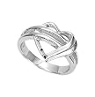 Sterling Silver Rhodium Ring with Clear CZ - Heart - Size: 6-9 Sterling Silver Rhodium Ring with Clear CZ - Heart - Size: 6-9