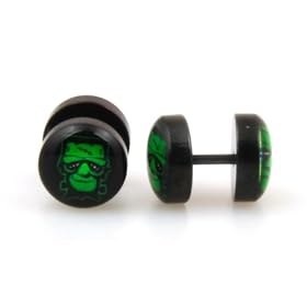 Pair of Anodized Stud Earrings Stainless Steel Fake Plugs