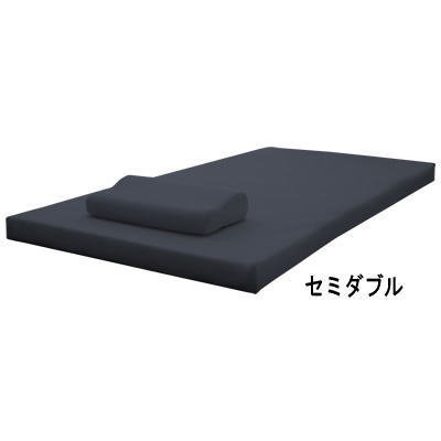 【送料無料】 竹炭入り 8cm厚 メッシュ 低反発 マットレス ＆ 低反発 枕 セット●セミダブル ・ネイビー