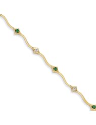14k Diamond And Emerald Round Bracelet