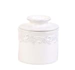 Butter Bell Crock, Antique White Linen