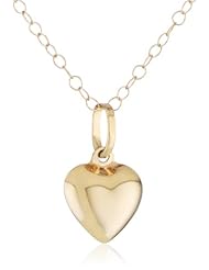 Duragold 14k Yellow Gold Puffed Heart Pendant Necklace, 15"