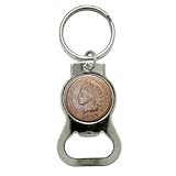 Penny Indian Head 1889 - Bottle Cap Opener Keychain Ring by Graphics and More