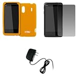 EMPIRE Orange Silicone Skin Case Cover + Screen Protector + Home Wall Charg ....