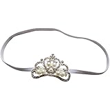 Large Crystal Pearl Tiara Slider Baby Headband Wedding, Photography- Ships from USA + Bonus PoshNPretty Clip