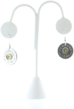 Womens or Girls Remington 12 Gauge Silver Singles Dangling Earrings. Made From Recycled Fired Ammunition.