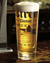 estrella beer glass with handle