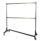 Quality Fabricators Heavy Duty Steel 500 lb. Capacity Z Rolling Rack with 2 Hangrails