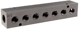 Polyconn PCM20-250R-07B 90 Degree Black Anodizing Aluminum Manifold, 3/8 NPT Female x 1/4 NPT Female, 7 Stations