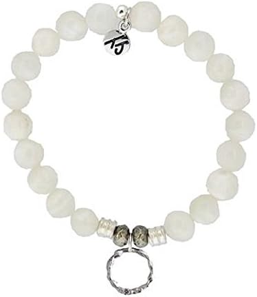 Moonstone Beaded Bracelet with Karma Circle Charm