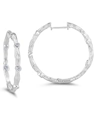0.15 Cts Diamond Hoop Earrings in 14K White Gold