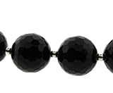 16 inch Faceted Round Black Onyx Necklace Sterling Silver