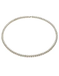 14k Yellow Gold 5-6mm White Freshwater Pearl High Luster Necklace 18" Length with Spring-ring Clasp.