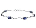 Created Sapphire Bracelet with Diamond 3.55 Carat (ctw) in 10K White Gold