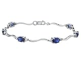 Created Sapphire Gemstone and Diamond Bracelet in White Gold