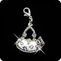 PURELY CHARMING Pet Charm / Pendant with Handset Swarovski Crystals - Handbag / Purse