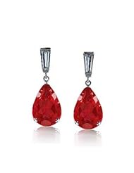 3.24Ct Pear Cut Ruby & VS Diamond Hanging Earrings 18k Gold
