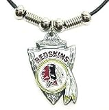 Washington Redskins Leather Necklace w/Beads & Pewter Pendant - NFL Football Fan Shop Sports Team Merchandise