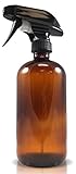 Amber Spray Bottles 16oz with Reusable Chalk Labels (2 Pack), Heavy Duty Mist and Stream Sprayer