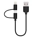 Skiva CB137 USBLink Short Lightning Duo 2-in-1 Sync and Charge Cables with Lightning and micro USB connectors for iPhone 6 6Plus, iPad Air mini, Samsung and more