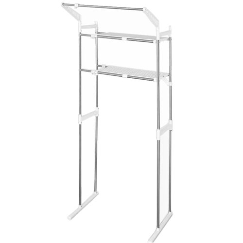 隙間収納家具 『ハンガー付き ステンレス 洗濯機棚 』(A728)