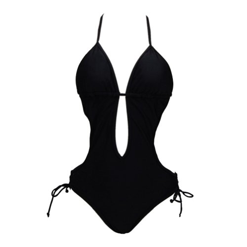 Plunge Monokini Swimsuit Black