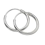 Continuous Endless Hoop Round Circle Medium Sterling Silver Earrings 18mm