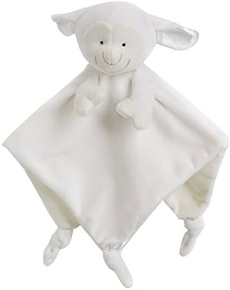Wingkids Soft Security Blanket Toy Baby Ultra Soft Plush Chewbie Activity Toy and Teether Toy Toddle Blanket 12"x 12" White Lamb