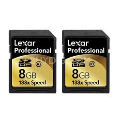 Lexar LSD8GBCRBNA1332 Professional 8 GB 133x SDHC Memory Card  (2-Pack)