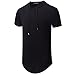 UNRESTRAINED Mens Hip Hop Longline Pullover Short Sleeve Hoodie Shirt Black M