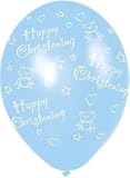 Latex 11 inch Printed Balloons (pack of 6) - Happy Christening - Blue
