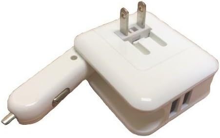 2-in-1 Dual Port USB Car Charger + Home Wall AC Chargers US Plug Travel Power Adapter With Foldable Plug ,Portable Palm size-Compatible With iPhone 6/6S, iPad, Samsung Galaxy S6 / S6 Edge,HTC And More