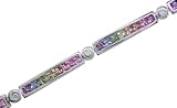 18KW Pastel Rainbow Sapphire & Diamond Bracelet